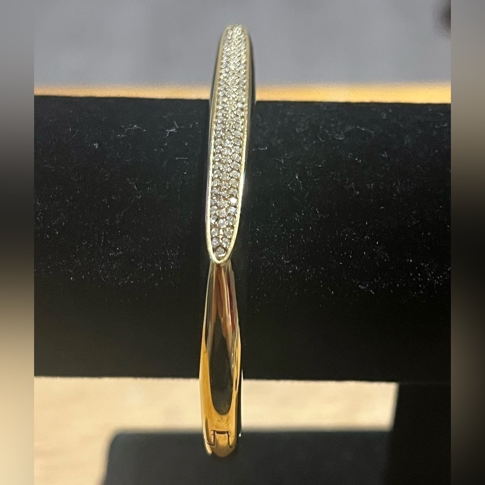Michael Kors Gold Tone Fashion Tribal Pave Hinged Bangle Bracelet - Picture 4 of 11